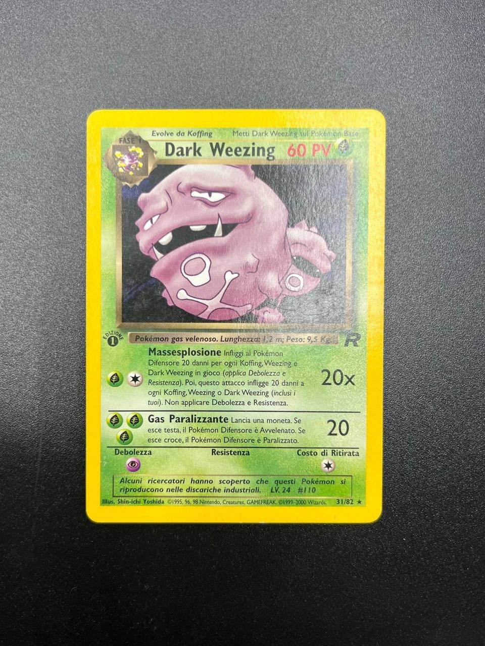 Pokemon Dark Weezing 31/82 italiano 1999 Team Rocket prima edizione excellent