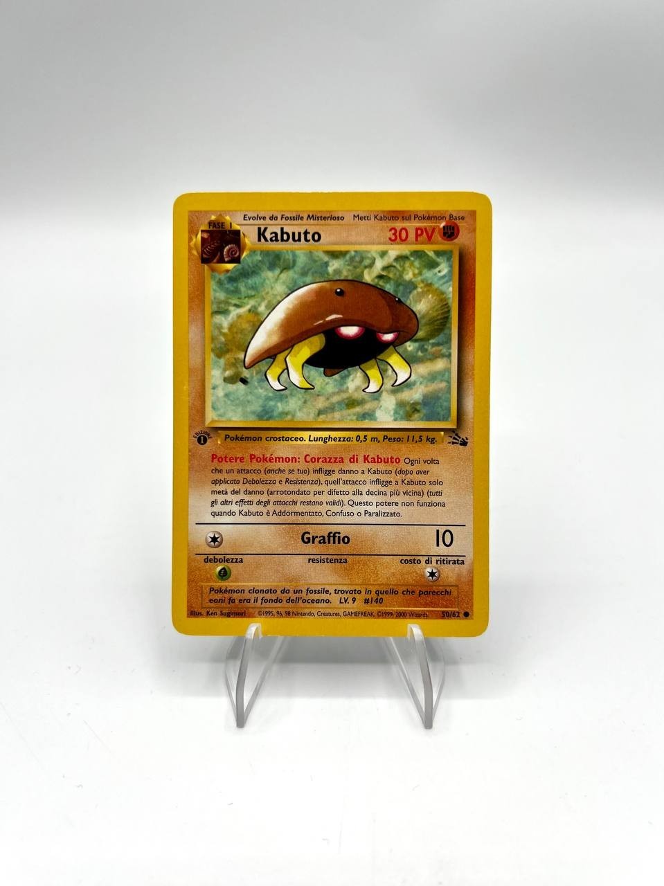 Carta Pokemon Kabuto 50/62 Fossil FO italiano 1a Edizione played Vintage no holo