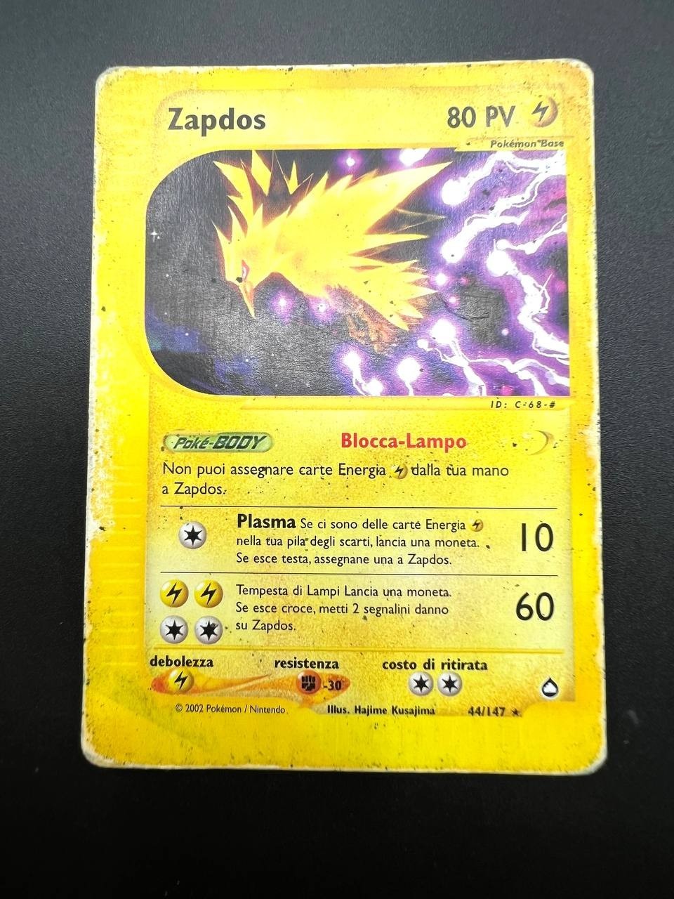 Carta Pokemon Zapdos Set Aquapolis 44/147 Rara Italiano Poor Vintage no Holo