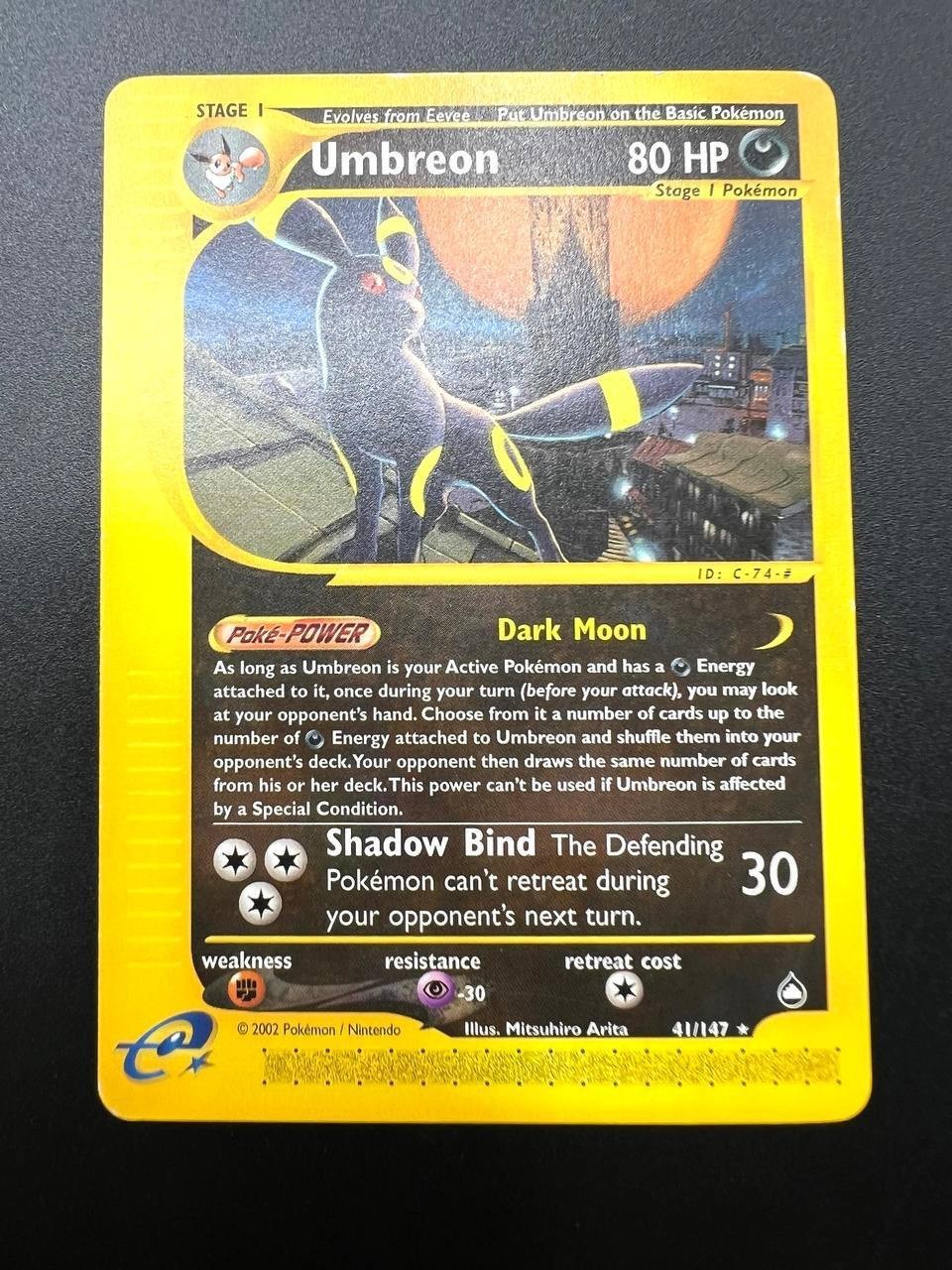 Carta Pokemon Umbreon 41/147 set Aquapolis No holo Inglese Excellent Vintage