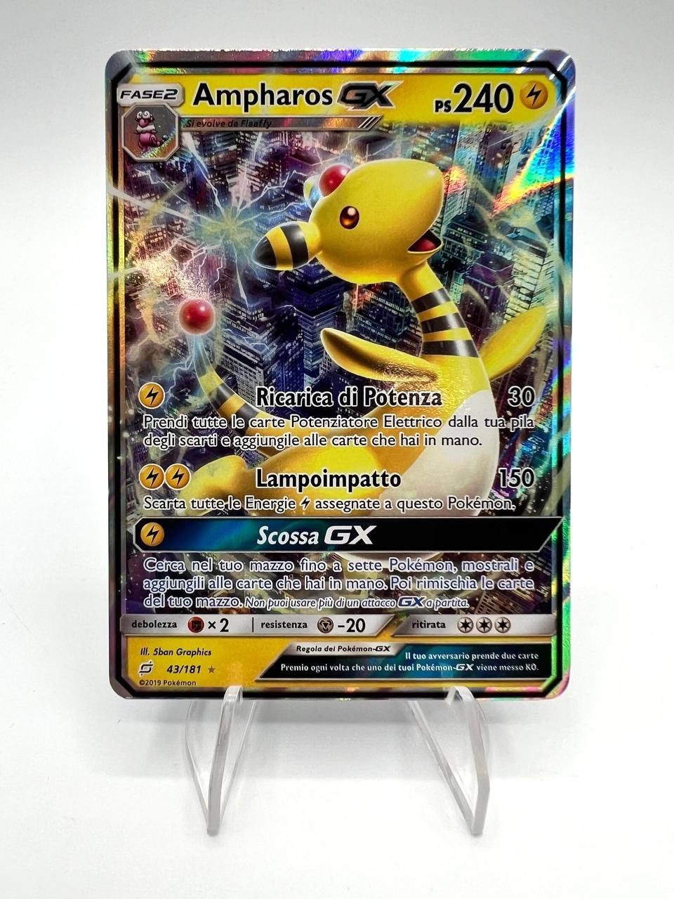 Carta Pokemon Ampharos GX set Team Up 43/181 Italiano Near mint Holo Full art