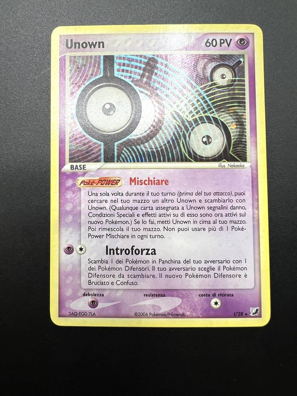 Carta Pokemon Unown I Holo 1/28 set EX forze segrete Italiano Holo Near mint