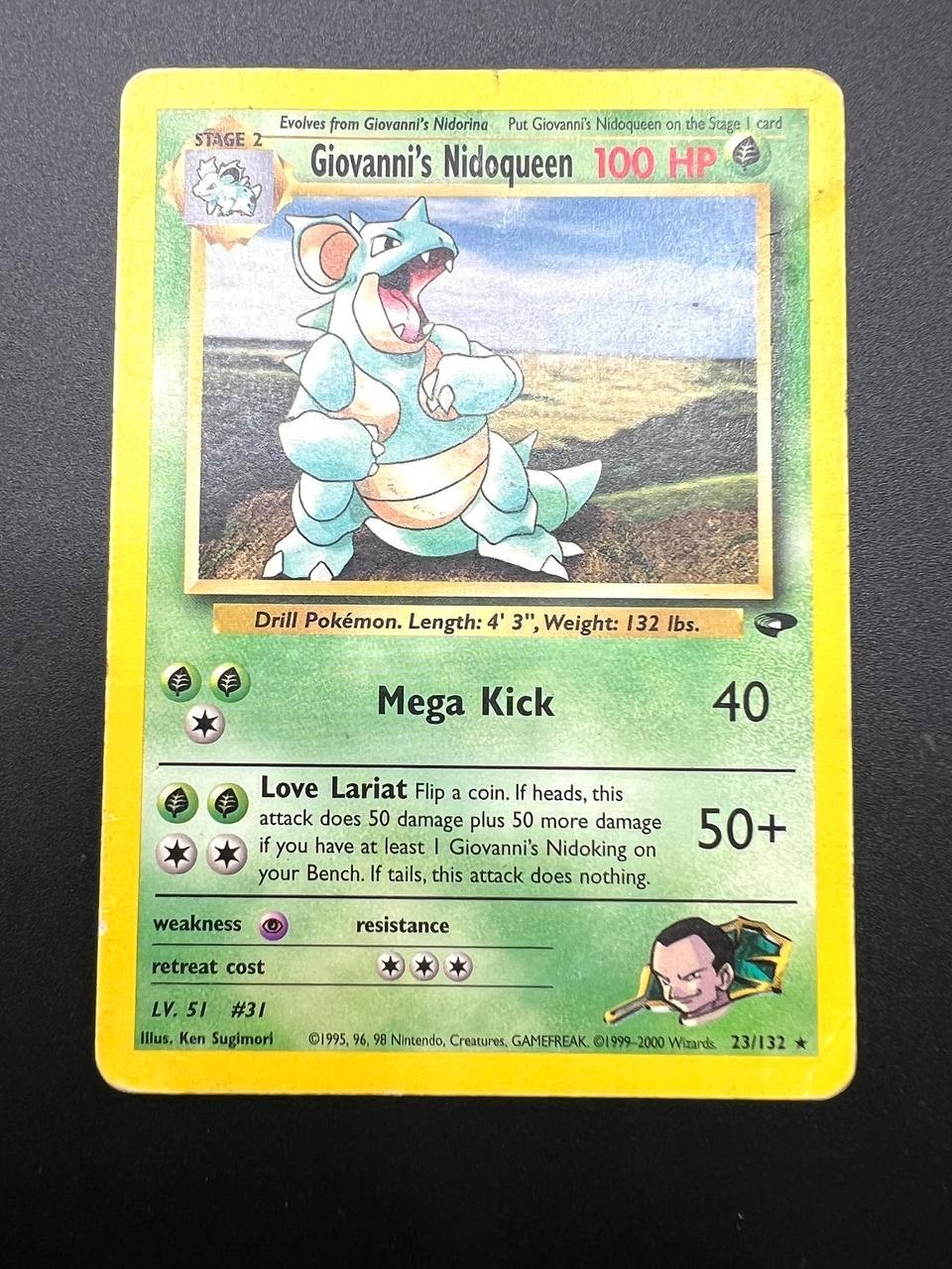 Carta pokemon Giovanni's Nidoqueen 23/132 no holo set Gym Challenge ENG Played