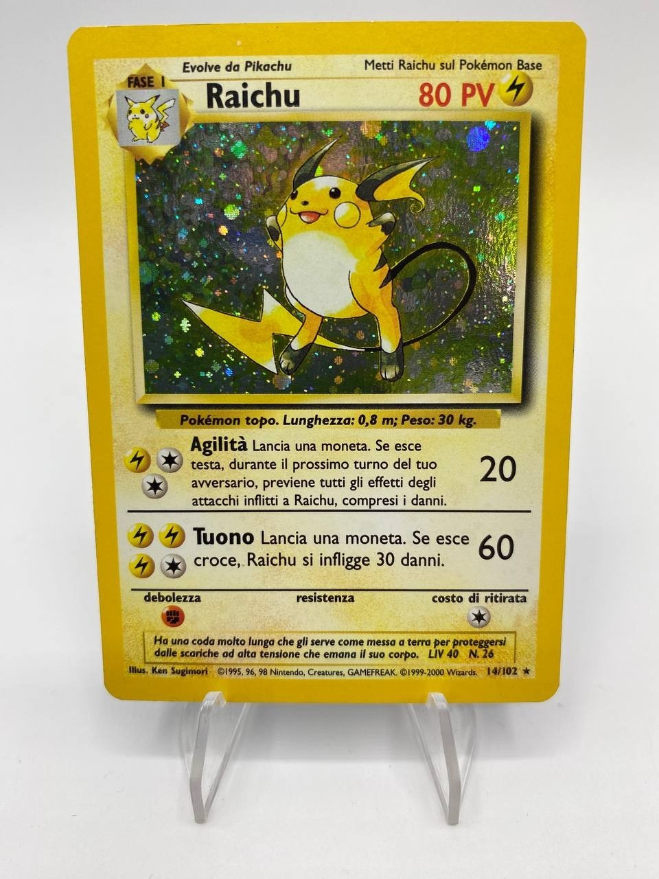 Carta Pokemon Raichu 14/102 Set Base BS Wizards Italiano Good Holo