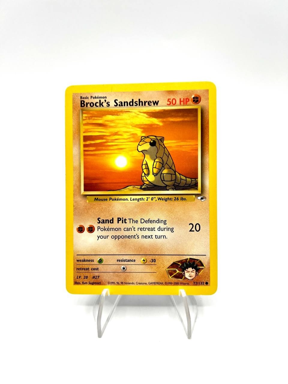 Carta pokemon Brock's Sandshrew 72/132 set Gym Challenge Vintage inglese good