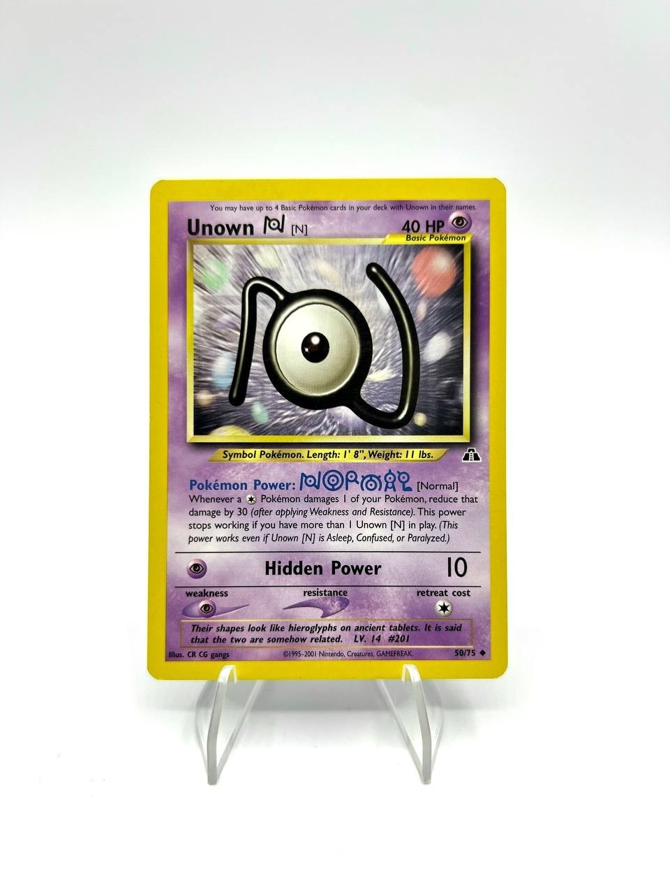 Carta pokemon Unown N 50/75 set Neo Discovery Excellent Vintage Inglese no holo