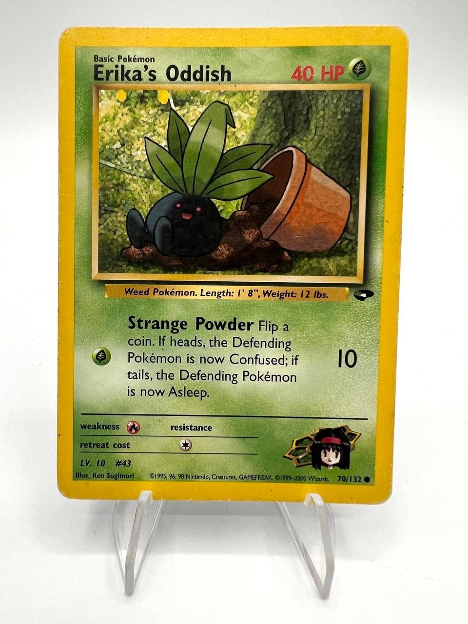 Carta pokemon Erika's Oddish 70/132 set Gym Challenge Inglese Played Vintage