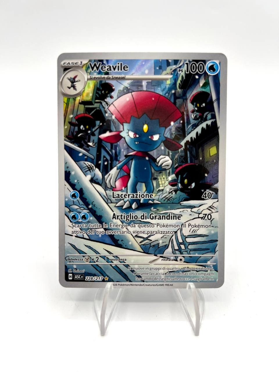Carta pokemon WEAVILE 228/217 ASC it set Ascesa Eroica Italiano Near mint Holo