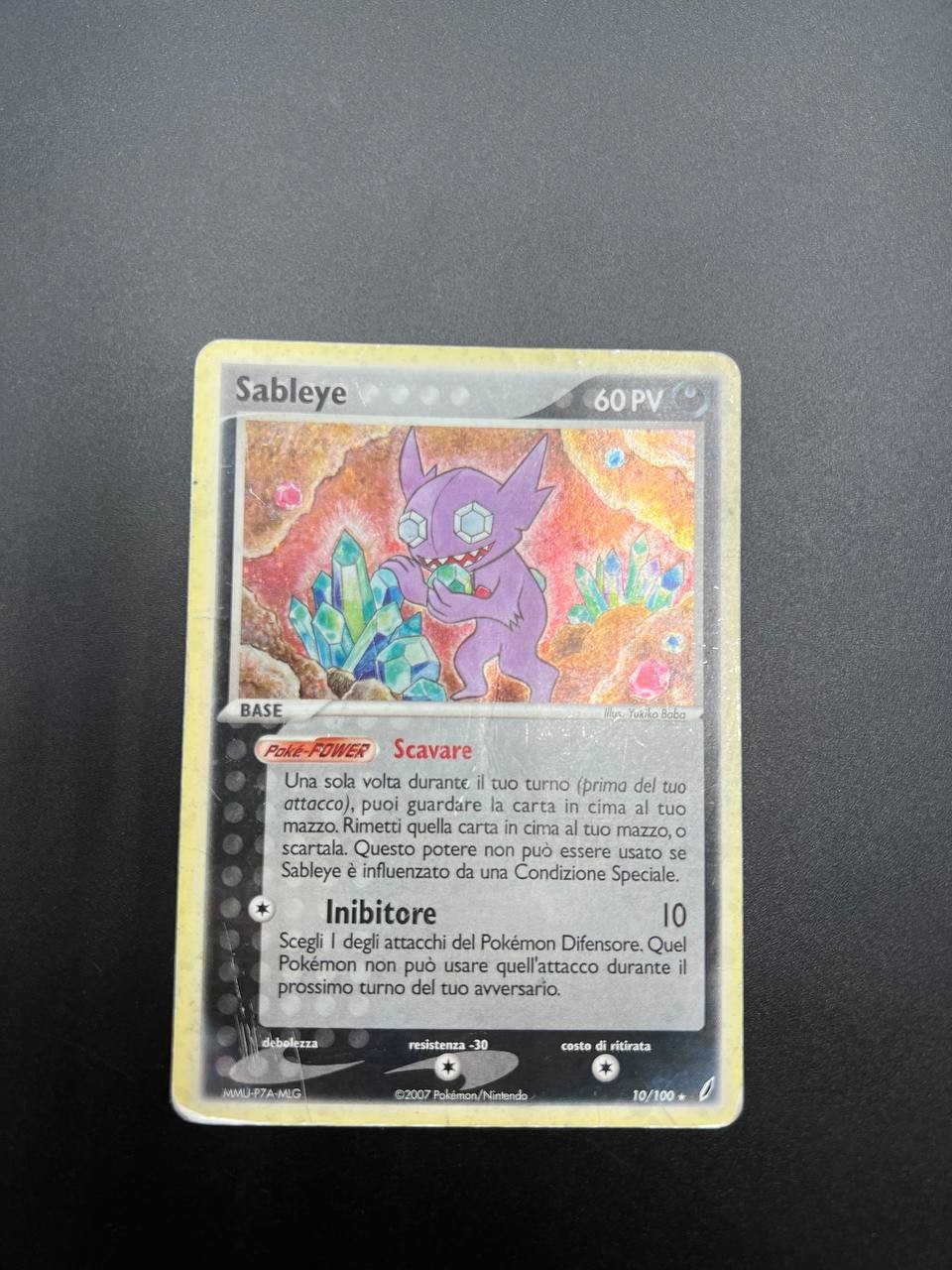Carta Pokémon Sableye set Guardiani dei cristalli 10/100 Holo Italiano Poor