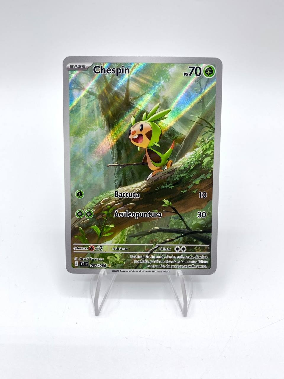Carta pokemon Chespin 087/086 CRI full art Caos Nascente Italiano Near Mint Holo