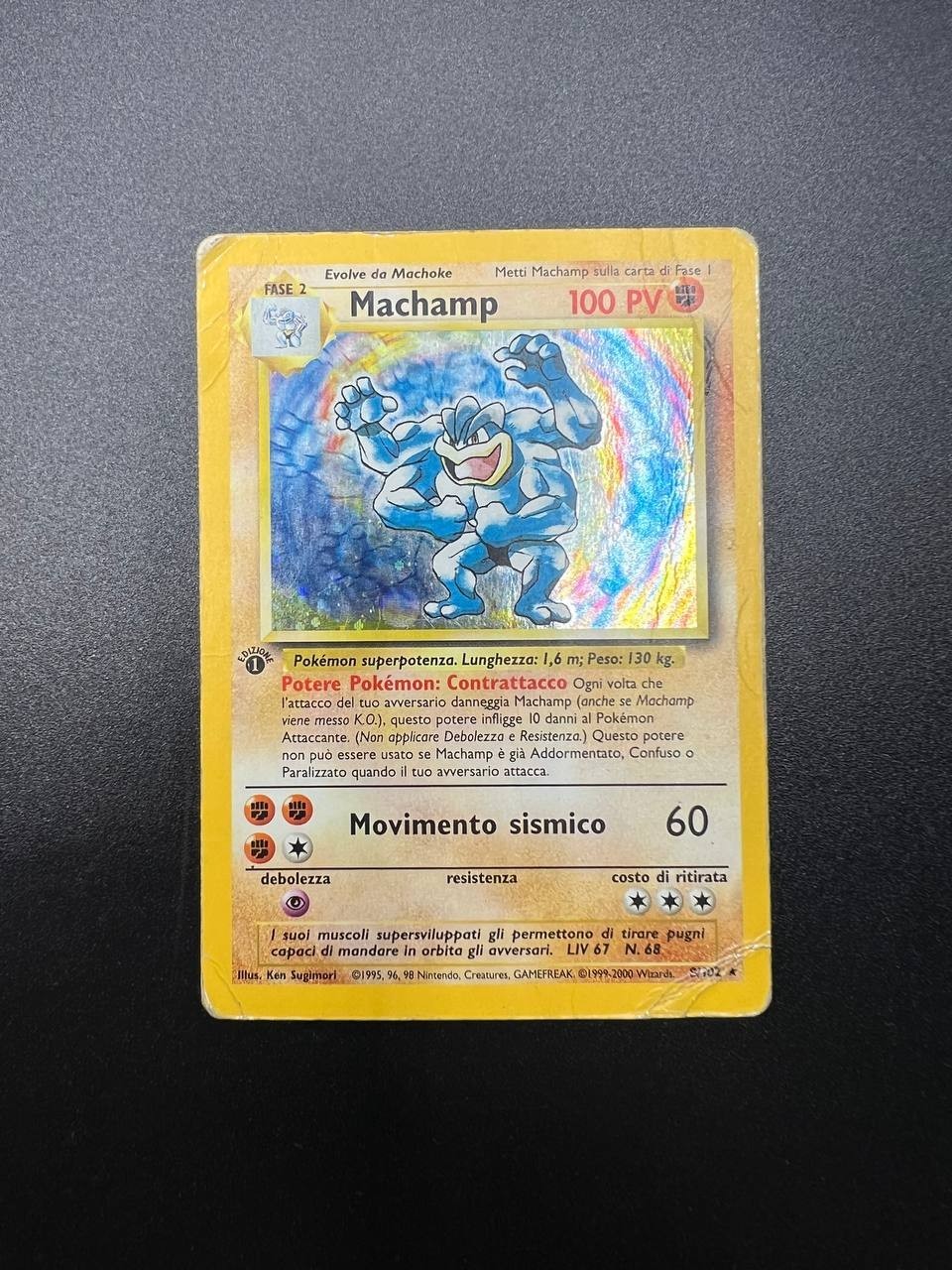 Carta Pokemon Machamp 8/102 holo Set Base BS 1a Edizione Italiano Vintage Poor