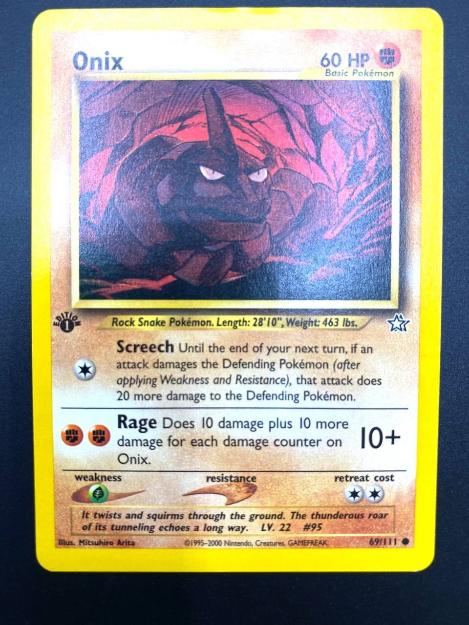 Carta Pokemon set Neo Genesis 69/111 ONIX Played vintage ENG 1a edizione no holo