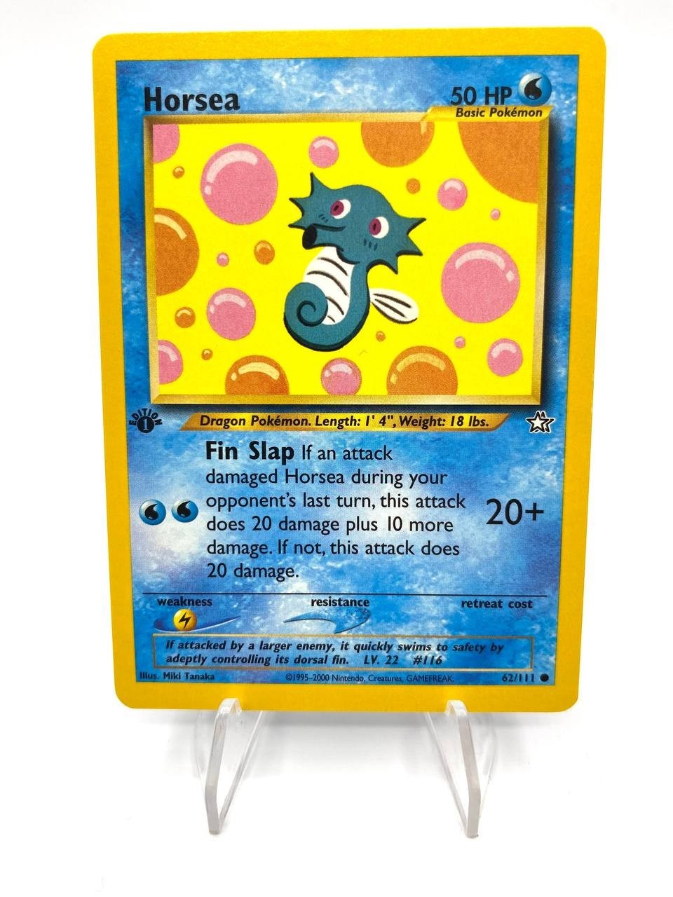 carta Pokémon Horsea 62/111 set Neo Genesis 1st Edition Excellent ENG Inglese