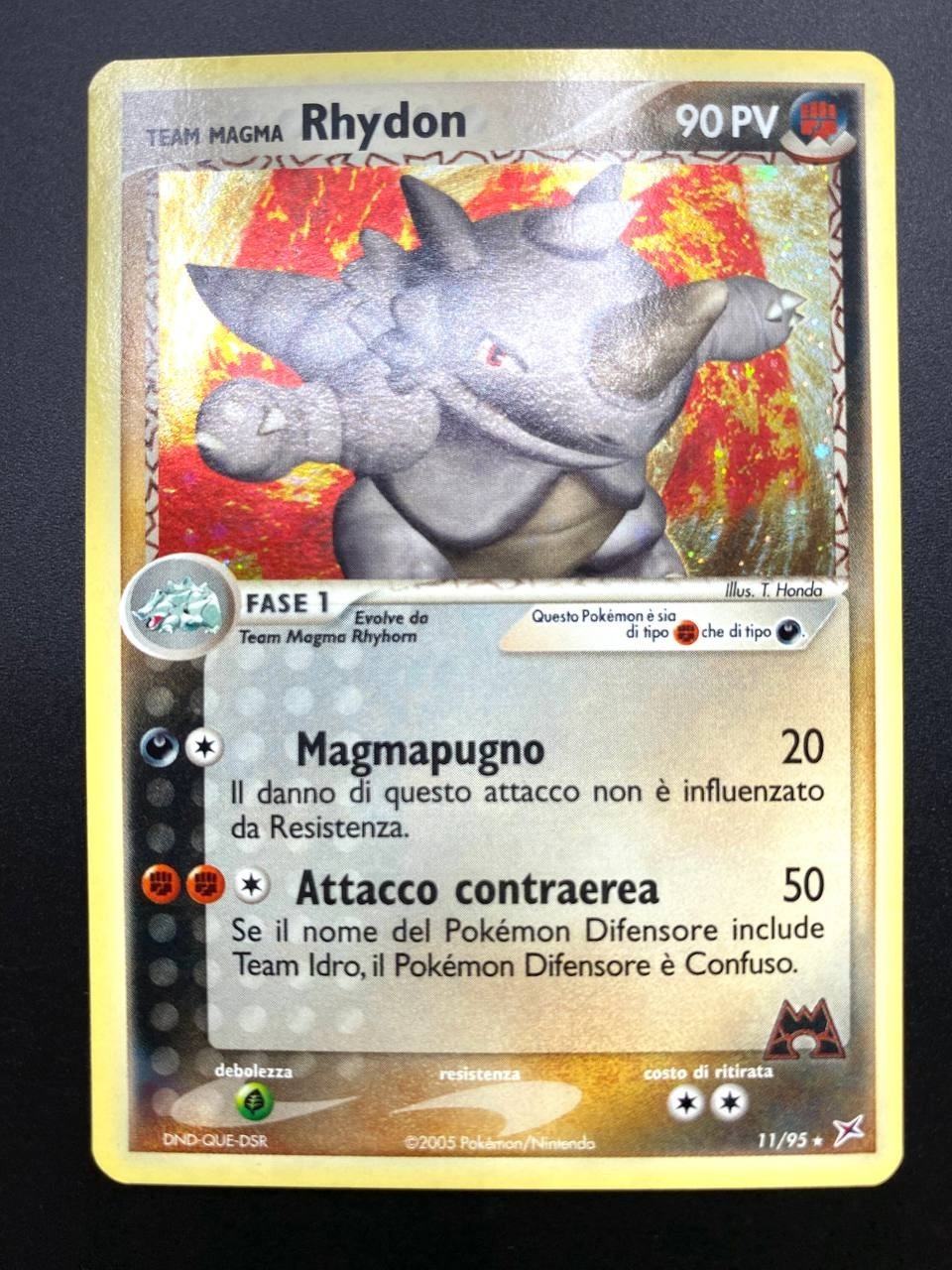 Carta pokemon Team Magma Rhydon 11/95 Team Magma vs Team Aqua Holo Near mint