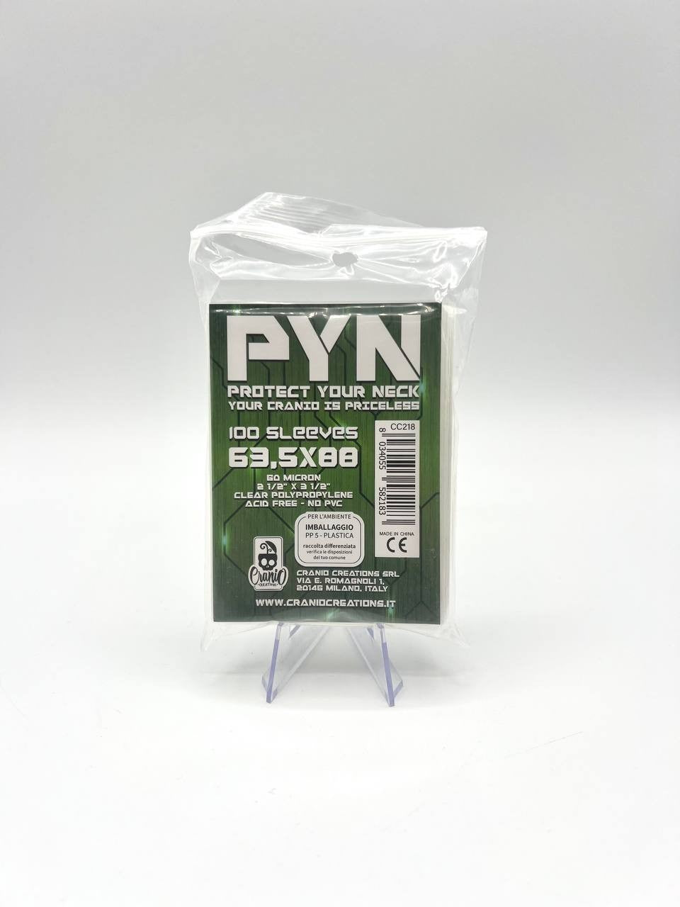 100 Sleeves Protettive PYN 63.5 x 88 CLEAR POLYPROPYLENE ACID FREE NO PVC