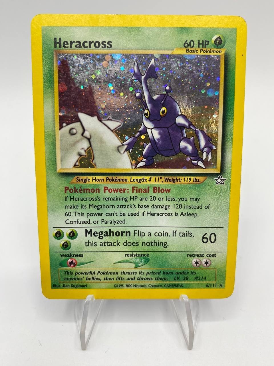 Carta Pokemon Heracross 6/111 Set Neo Genesis Vintage Holo Inglese ENG good