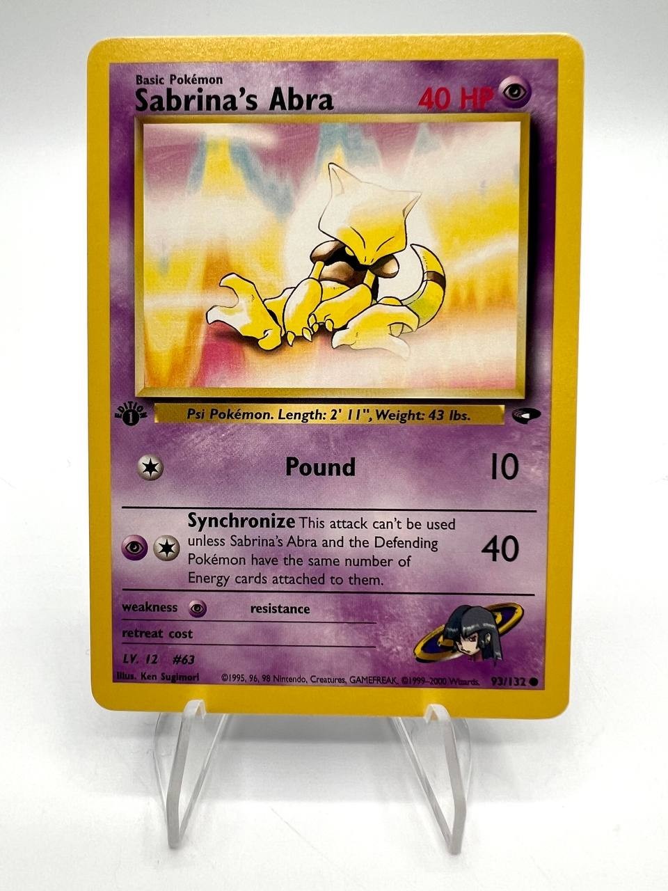Carta pokemon Sabrina's Abra 93/132 set Gym Challenge 1a edizione EXC Eng