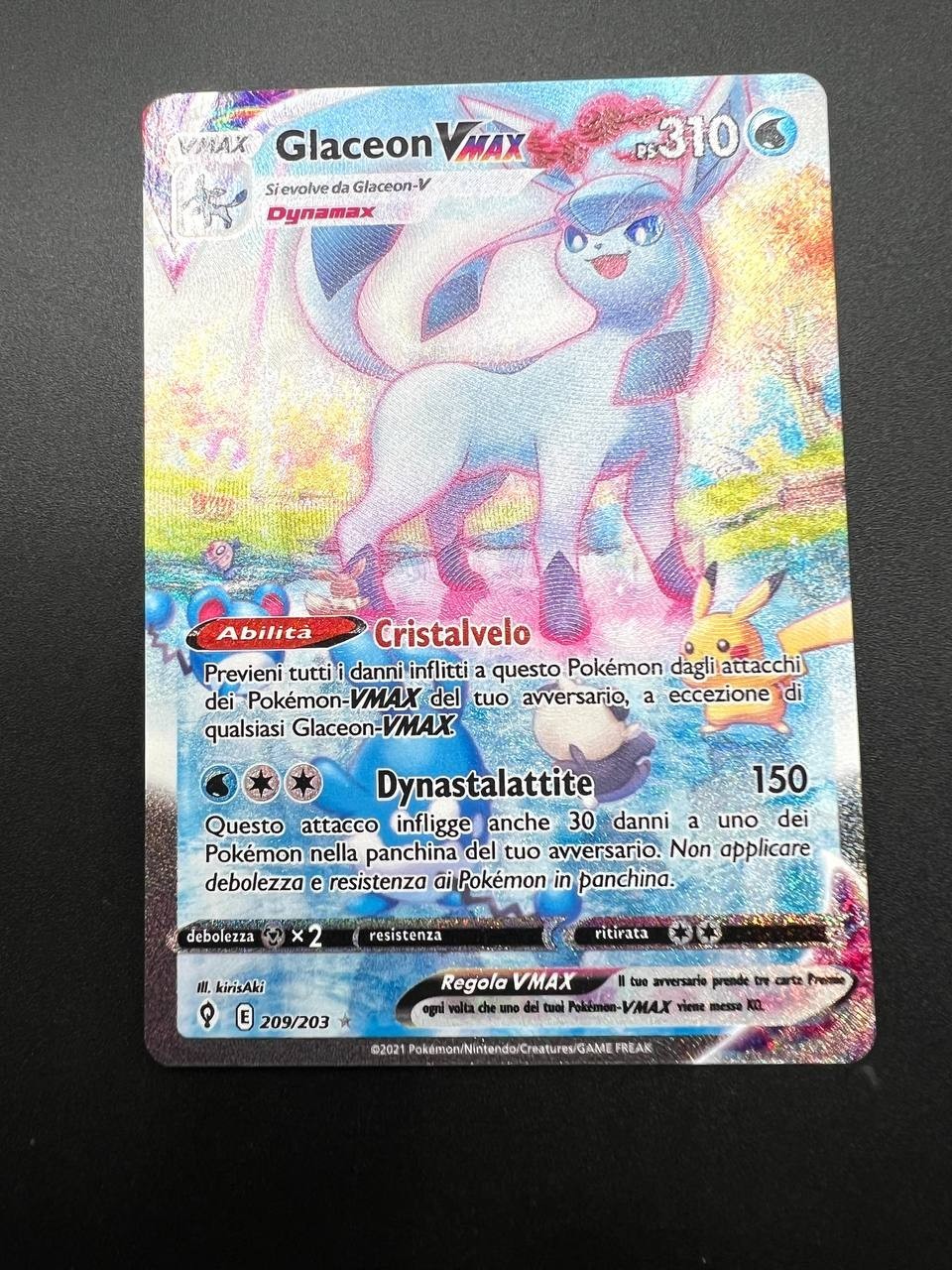 Carta Pokemon Glaceon VMAX E 209/203 Italiano Evoluzioni Eteree Full Art NM