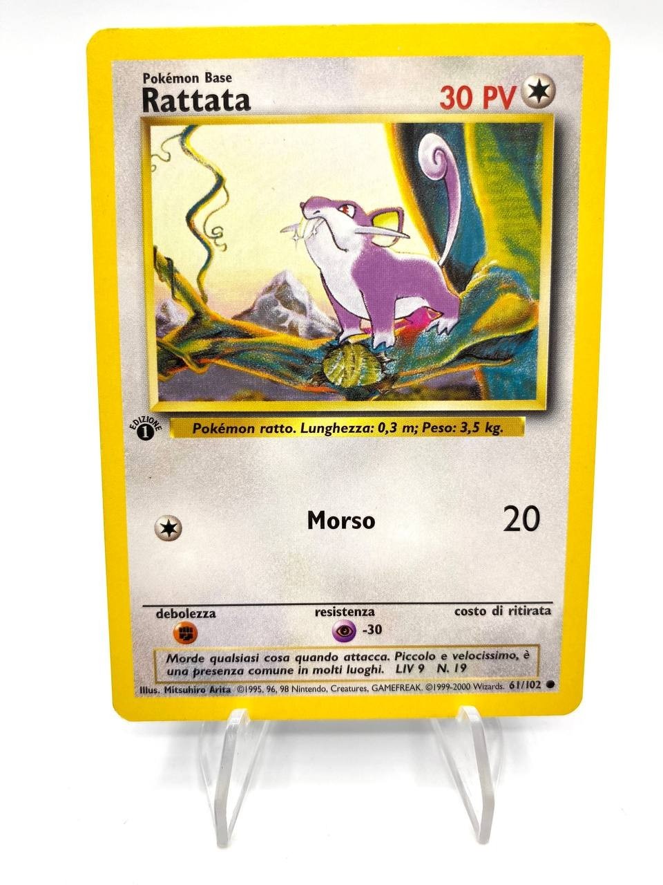 Carta RATTATA 61/102 SET BASE BS 1 Edizione Italiano Excellent No holo Vintage