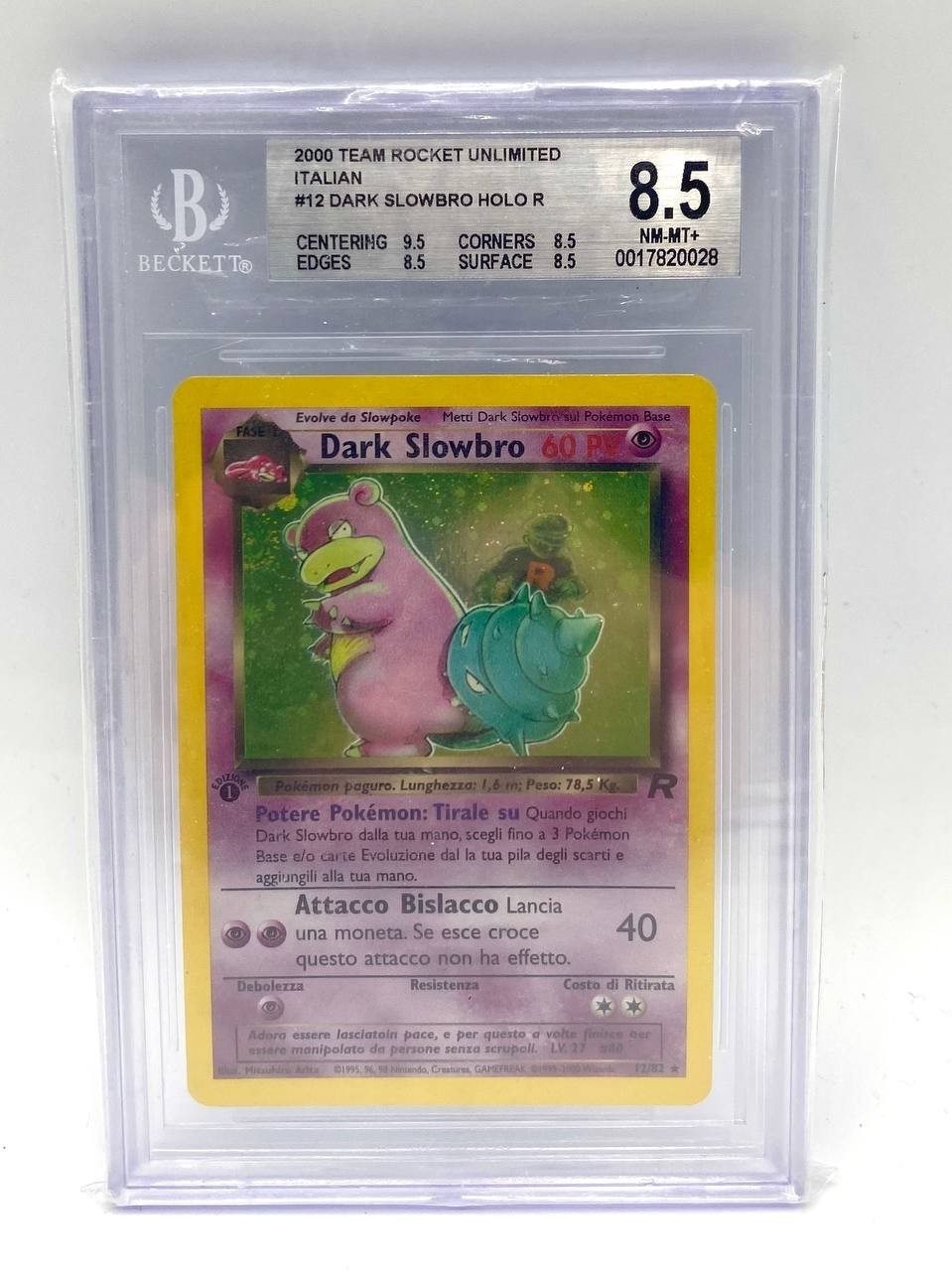 Carta Pokémon Dark Slowbro 1st Edition Holo set Team Rocket 12/82 ITA BGS 8.5
