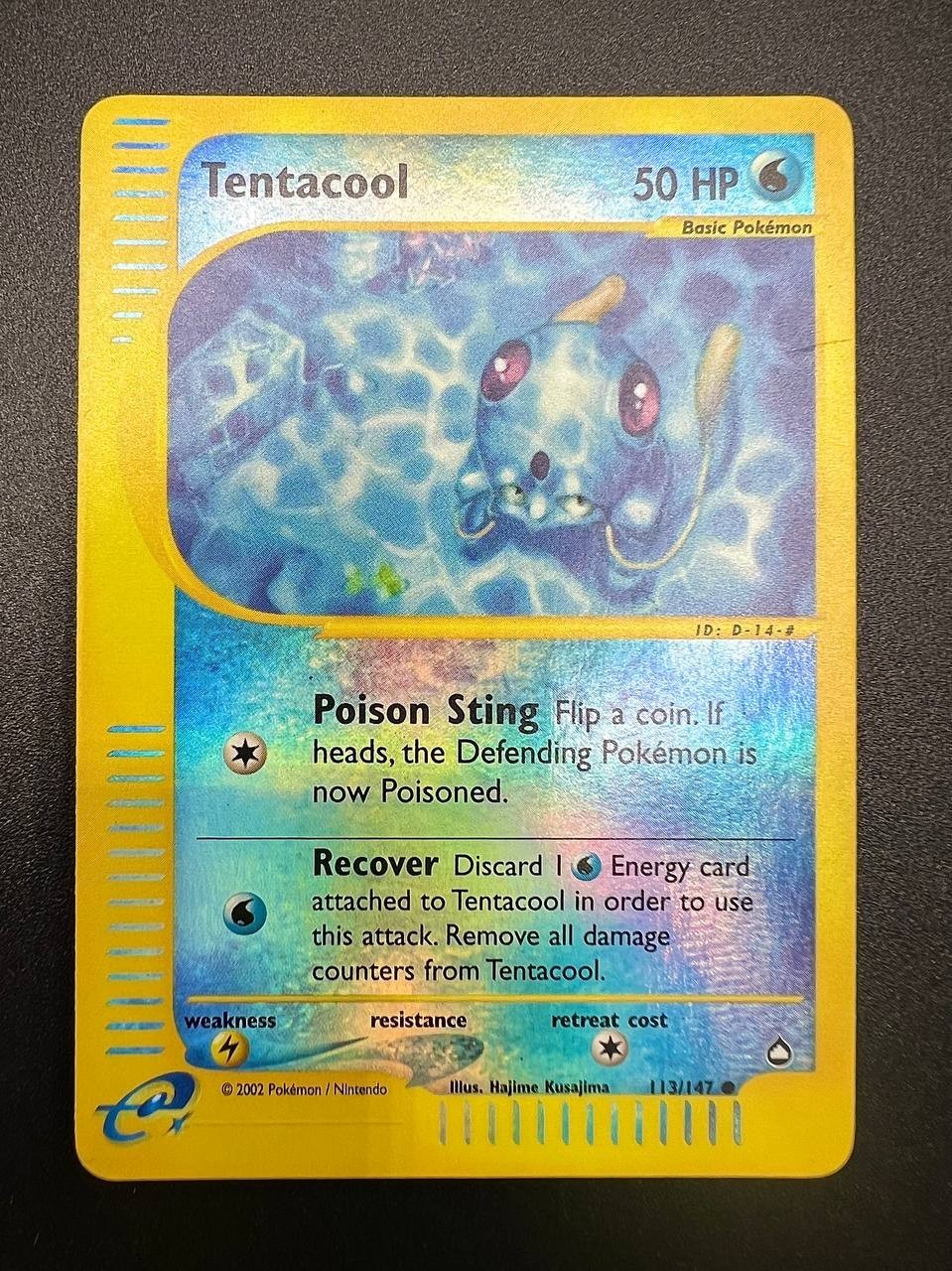 Carta Pokemon Tentacool 113/147 Aquapolis Reverse Holo Vintage Excellent Inglese