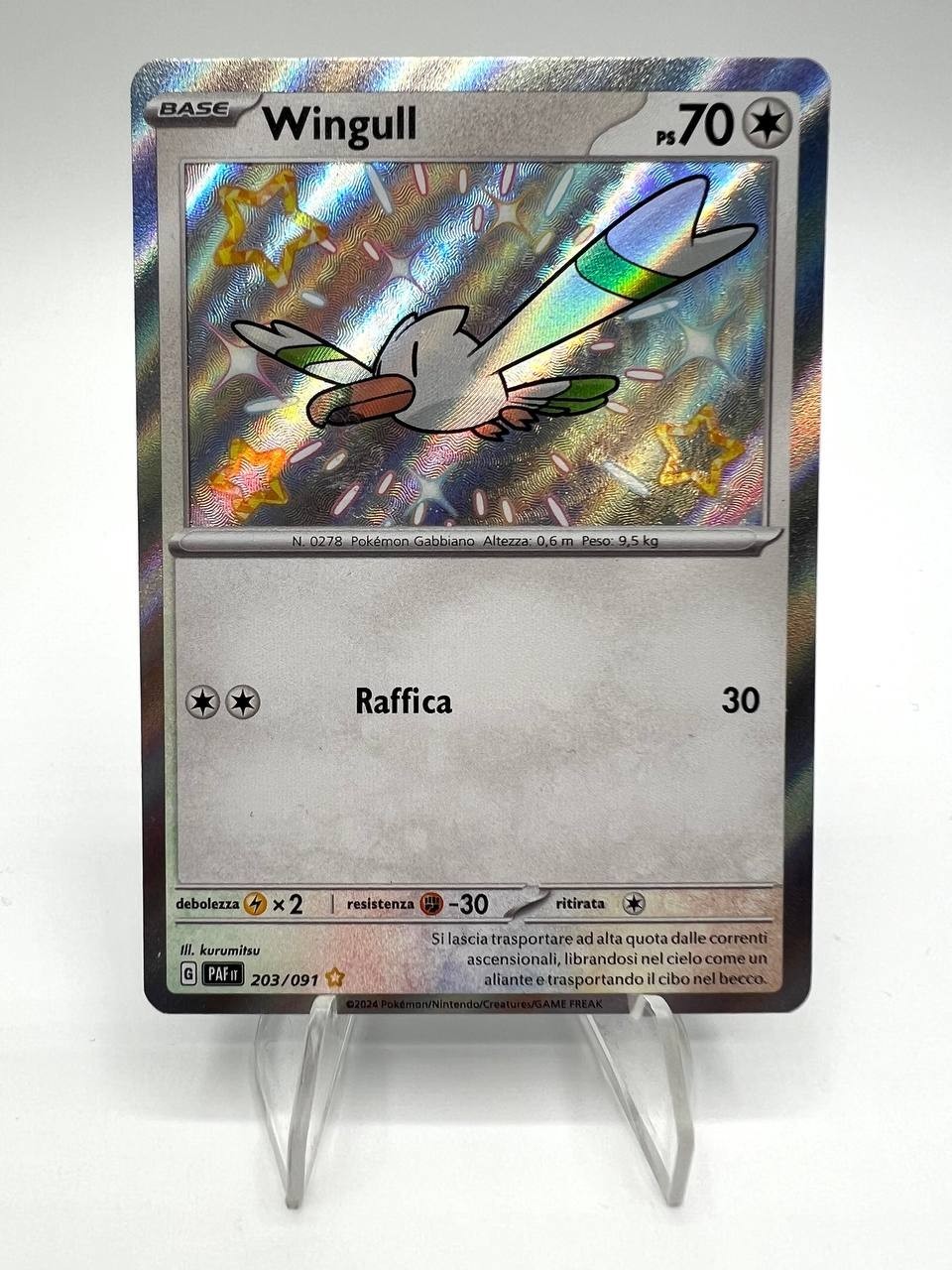 Carta pokemon Wingull Shiny PAF 203/091 Destino a paldea Italiano Near mint