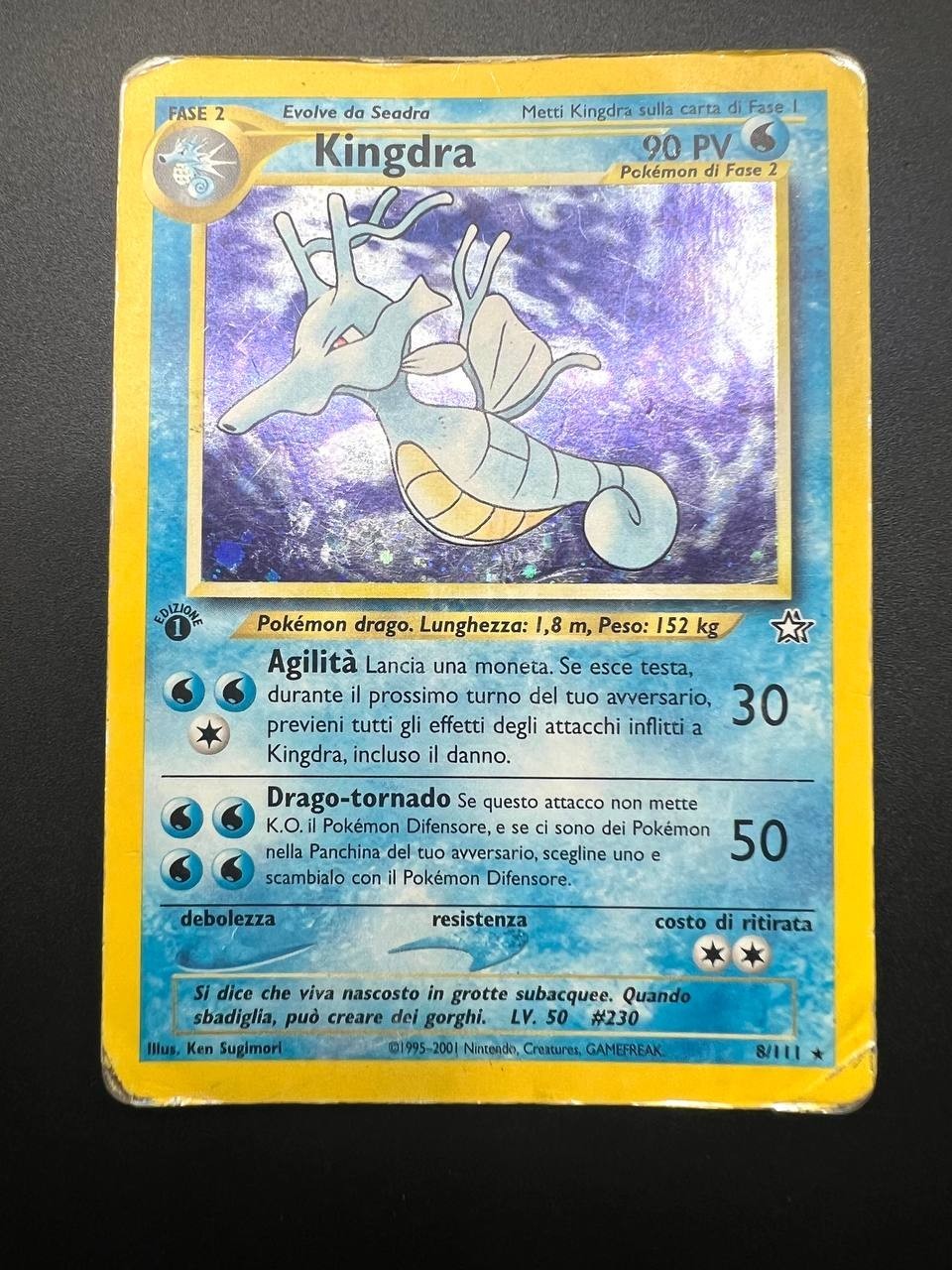 Carta Pokemon Kingdra 8/111 Holo ITA 1a Edizione set Neo Genesis Poor Vintage