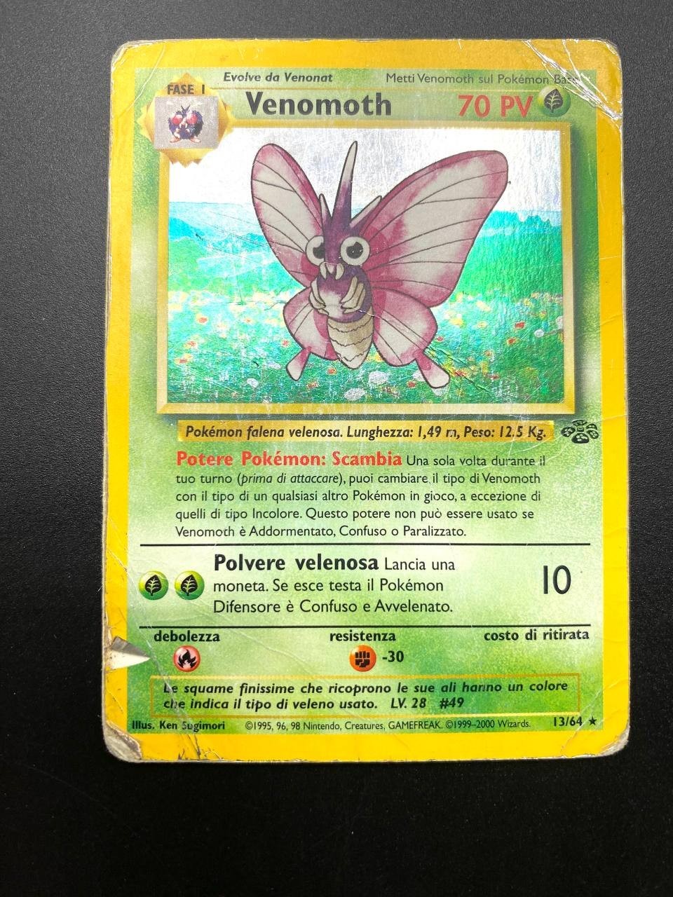 Carta Pokémon Venomoth 13/64 set Jungle JU Holo Italiano Poor Vintage