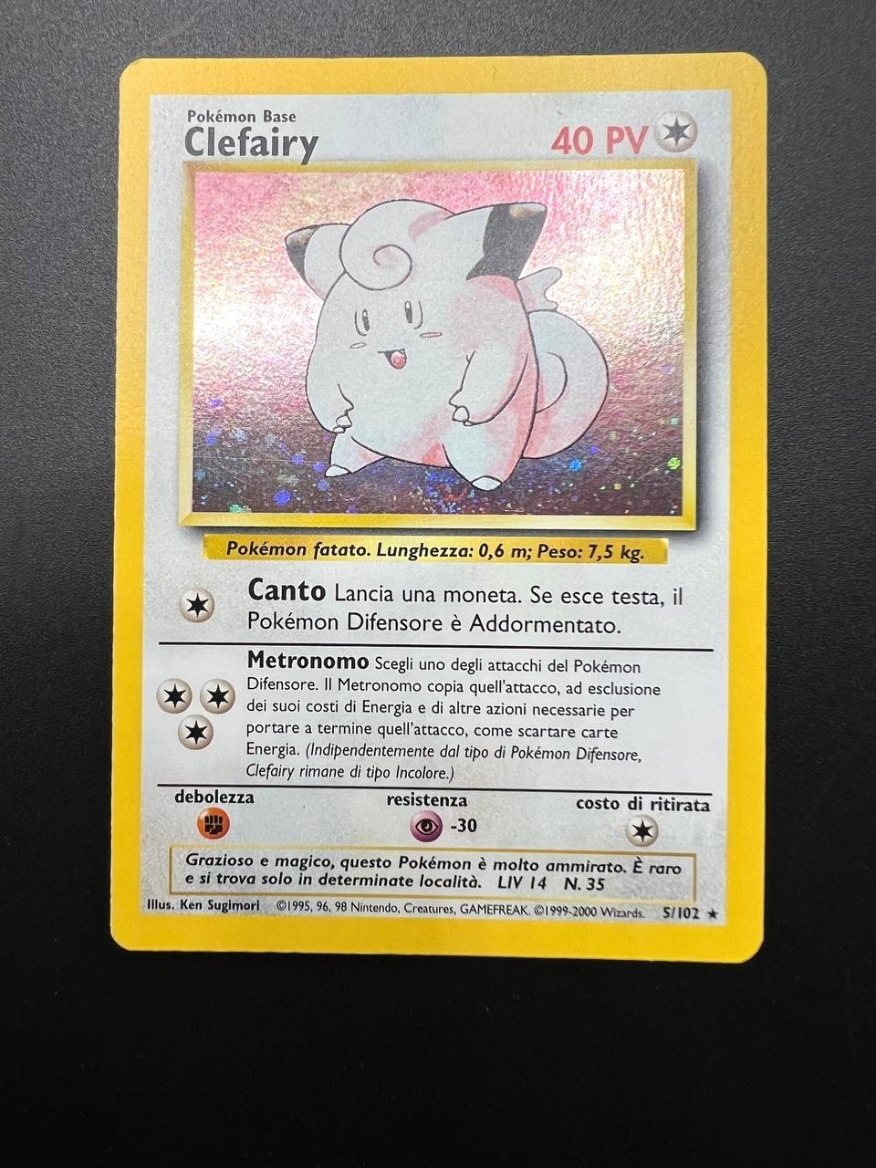 Carta Pokemon Clefairy 5/102 Base Set BS Italiano Excellent holo Vintage