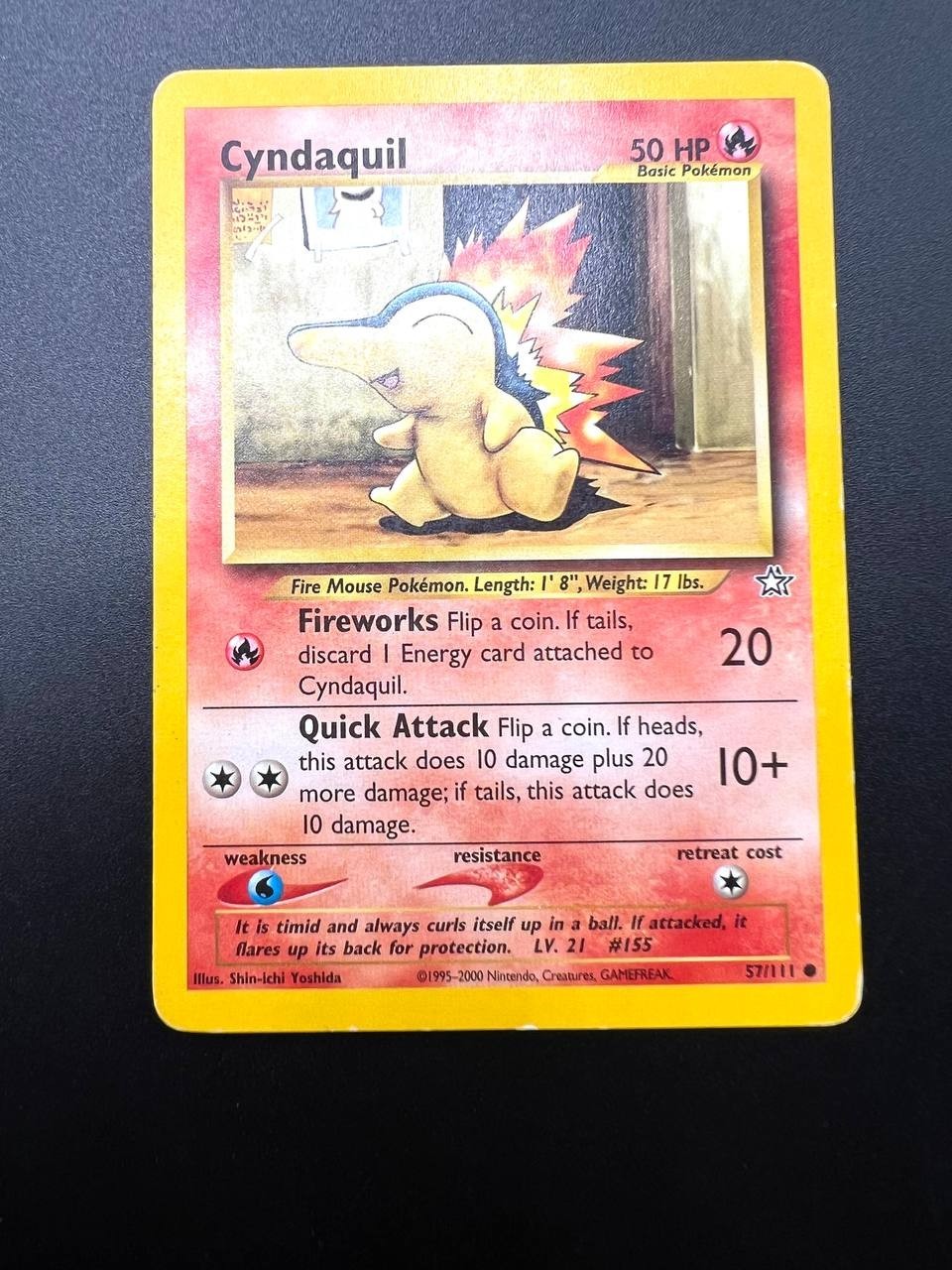 Carta pokemon Cyndaquil 57/111 set Neo Genesis Inglese Good Vintage no holo