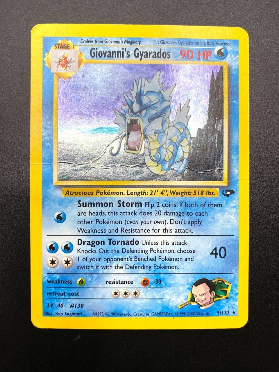 Carta Pokémon Giovanni’s Gyarados Holo set Gym Challenge 5/132 Vintage Poor ENG