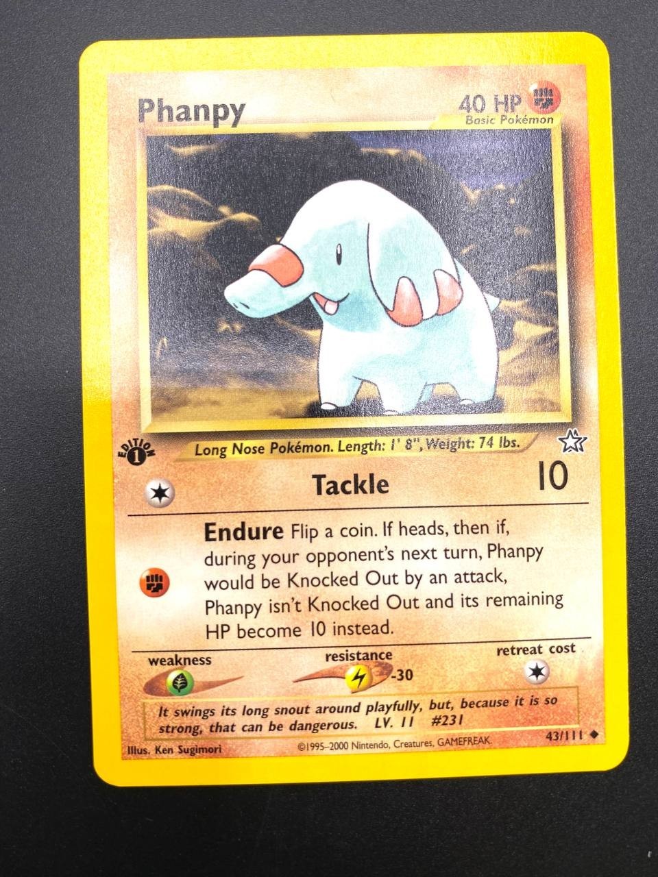 Carta Pokemon Phanpy set Neo Genesis 43/111 NM Vintage Inglese 1a edizione