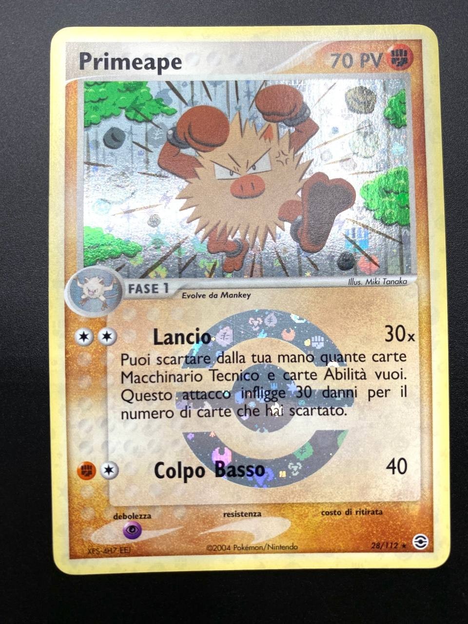 Carta Pokemon Rosso fuoco verde foglia Reverse Holo Primeape 28/112 Near mint