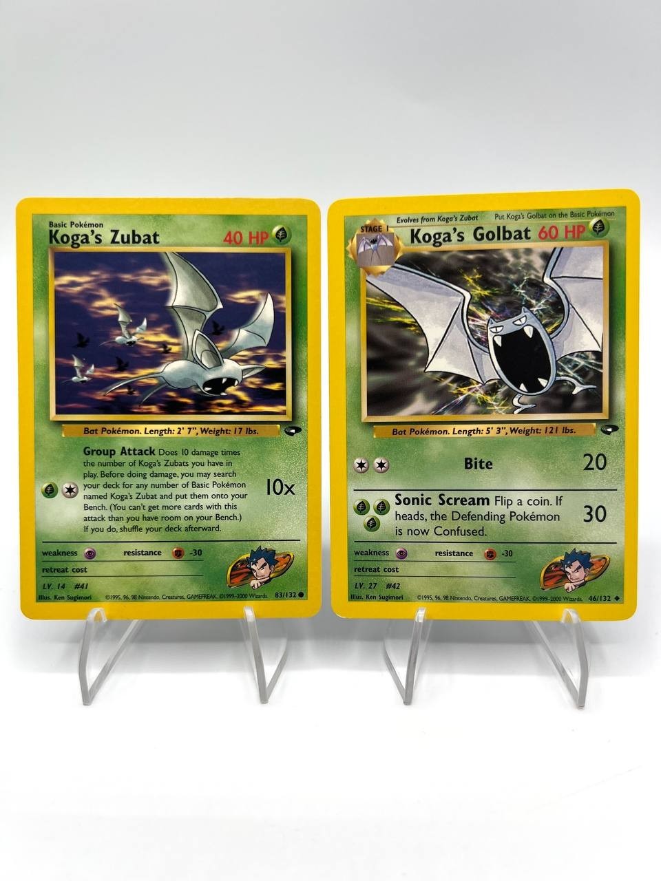 Lotto Pokemon Gym Challenge Koga's Golbat 46/132 Koga's zubat 83/132 EXC ENG