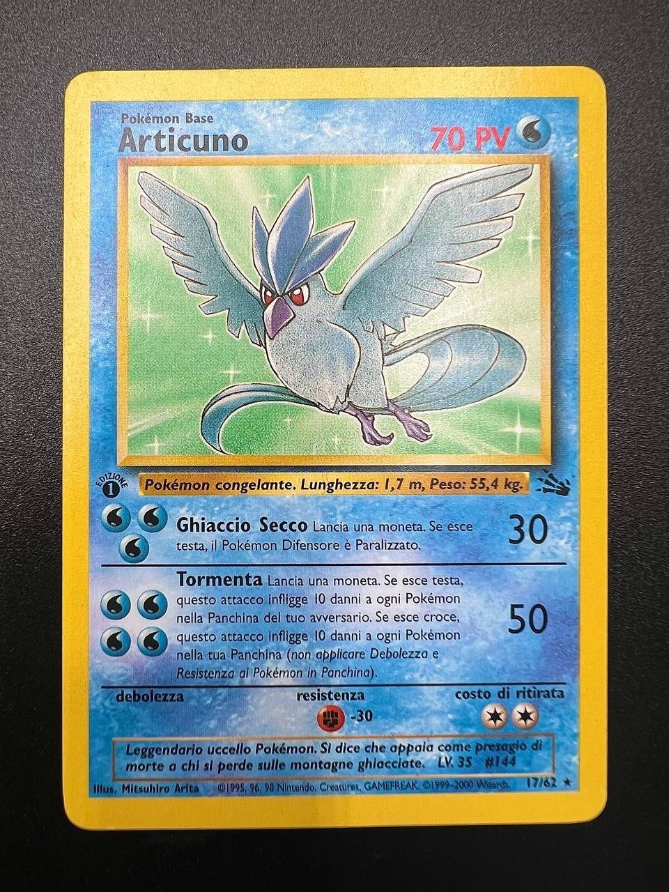 Pokemon Articuno Fossil FO 1a Edizione 17/62 Italiano Excellent Vintage No holo