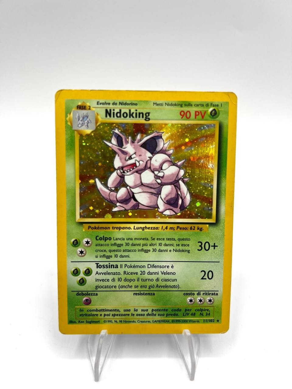 Carta Pokemon Nidoking 11/102 Set Base BS Italiano Played Vintage Holo