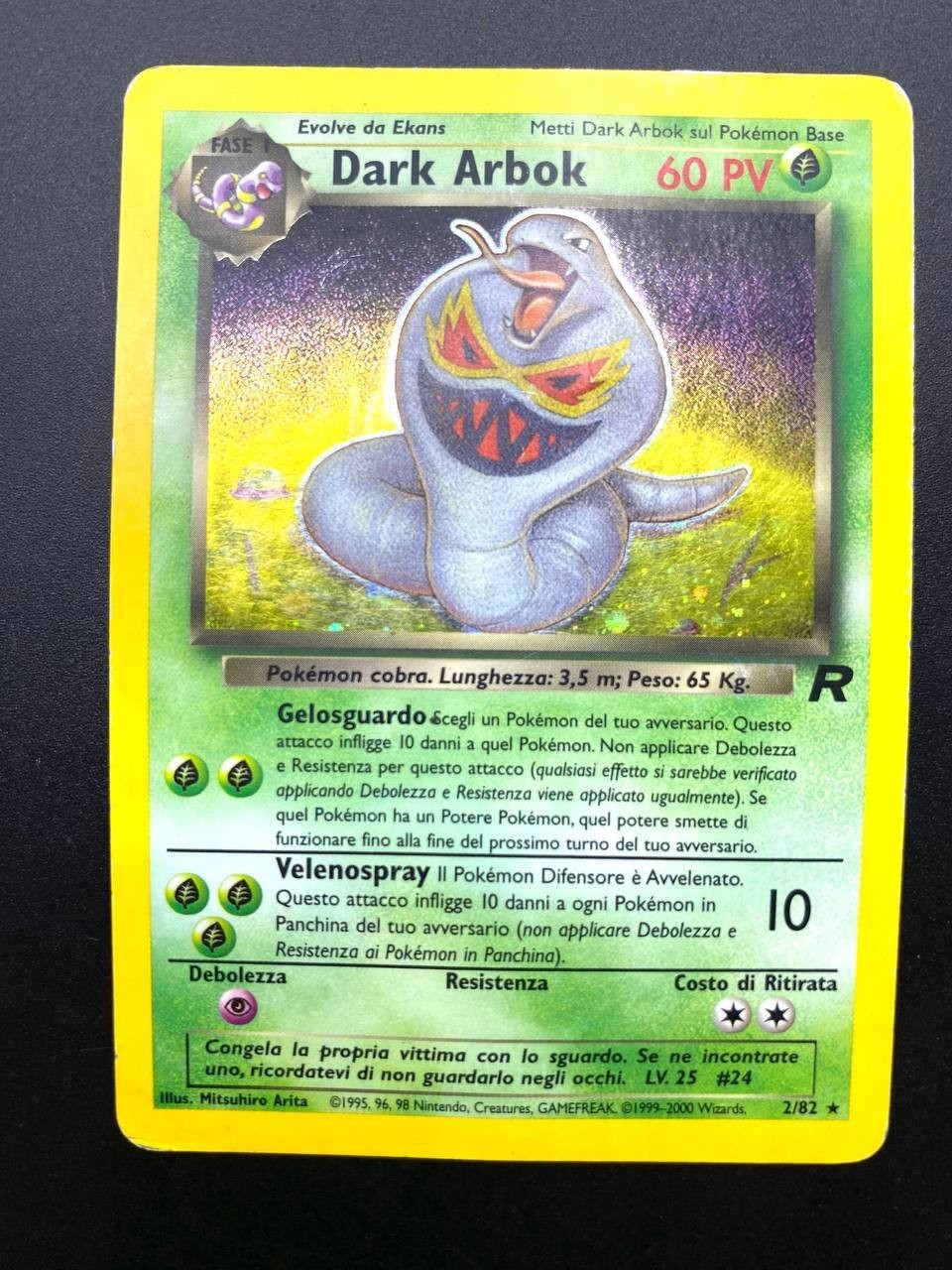 Carta pokemon Dark Arbok Holo set Team Rocket 2/82 Italiano Poor Vintage
