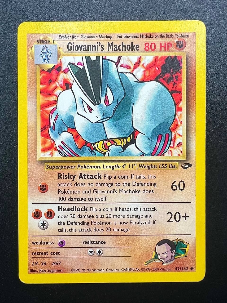 Pokemon Giovanni's Machoke 42/132 GC Gym Challenge Inglese Vintage Excellent