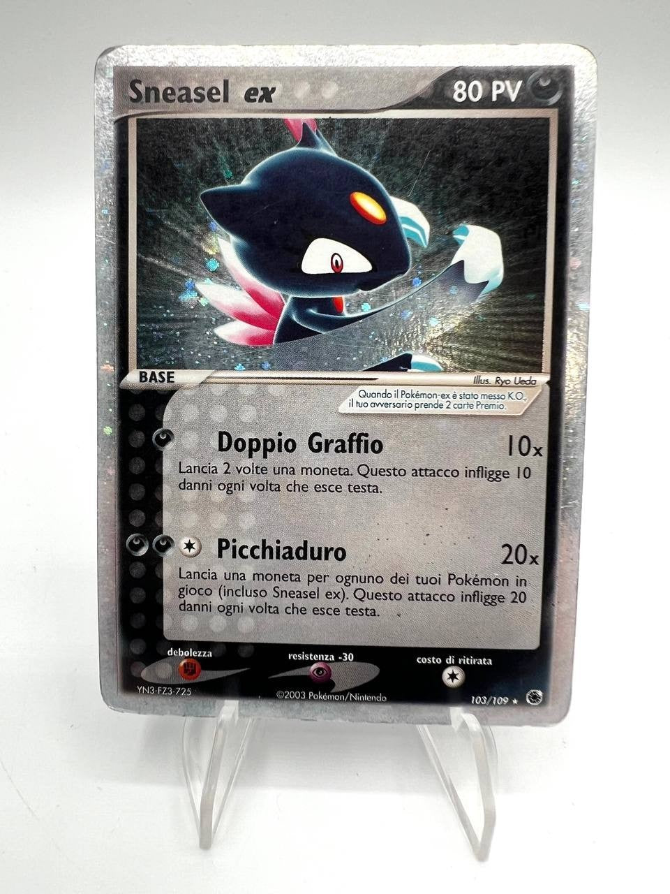 Carta pokemon Sneasel ex 103/109 set Rubino e zaffiro Rara Holo Vintage Played