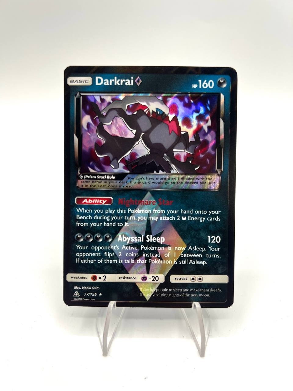 Carta Pokemon Darkrai Prism Star 77/156 Ultra Prism Sun & Moon Inglese Excellent