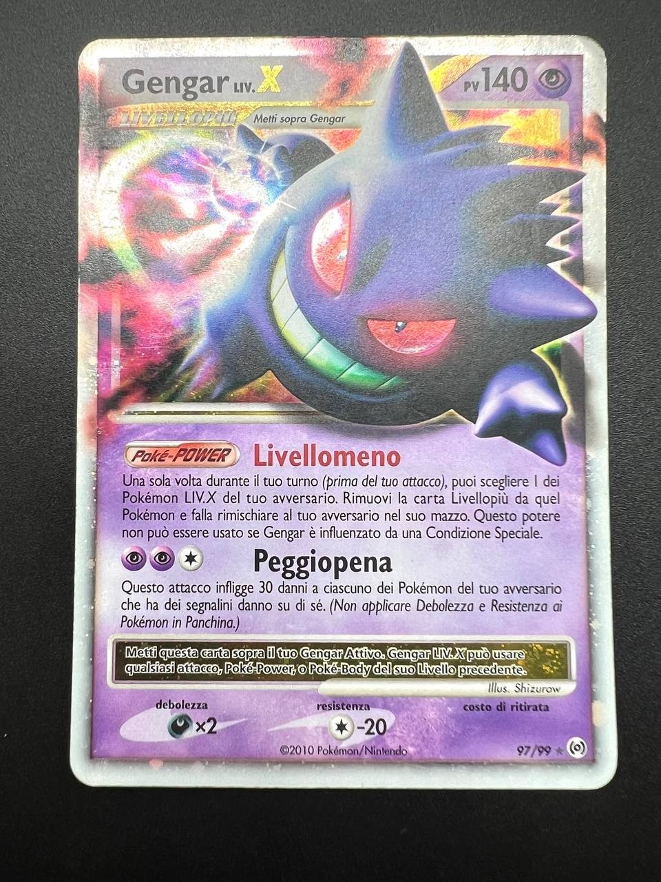 Carta pokemon Gengar LIV. X set Arceus 97/99 Italiano ITA Holo Good Vintage