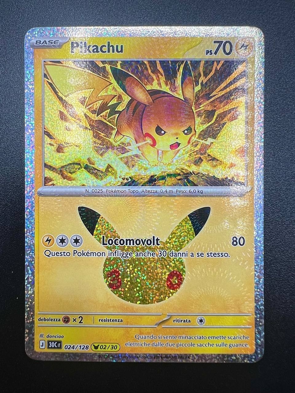 Pokemon Pikachu 30C 024/128 02/30 30° Anniversario Near Mint Italiano Holo