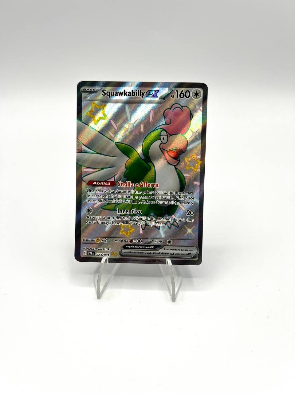Carte Pokémon Squawkabilly EX Destino di Paldea PAF 223/091 SHINY Italiano NM