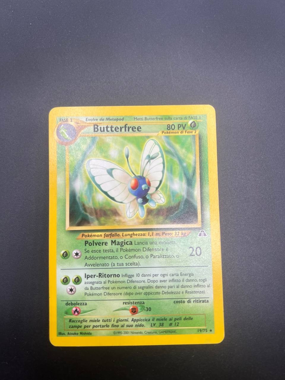Carta pokemon Butterfree 19/75 No Holo set Neo Discovery EXC Vintage Italiano