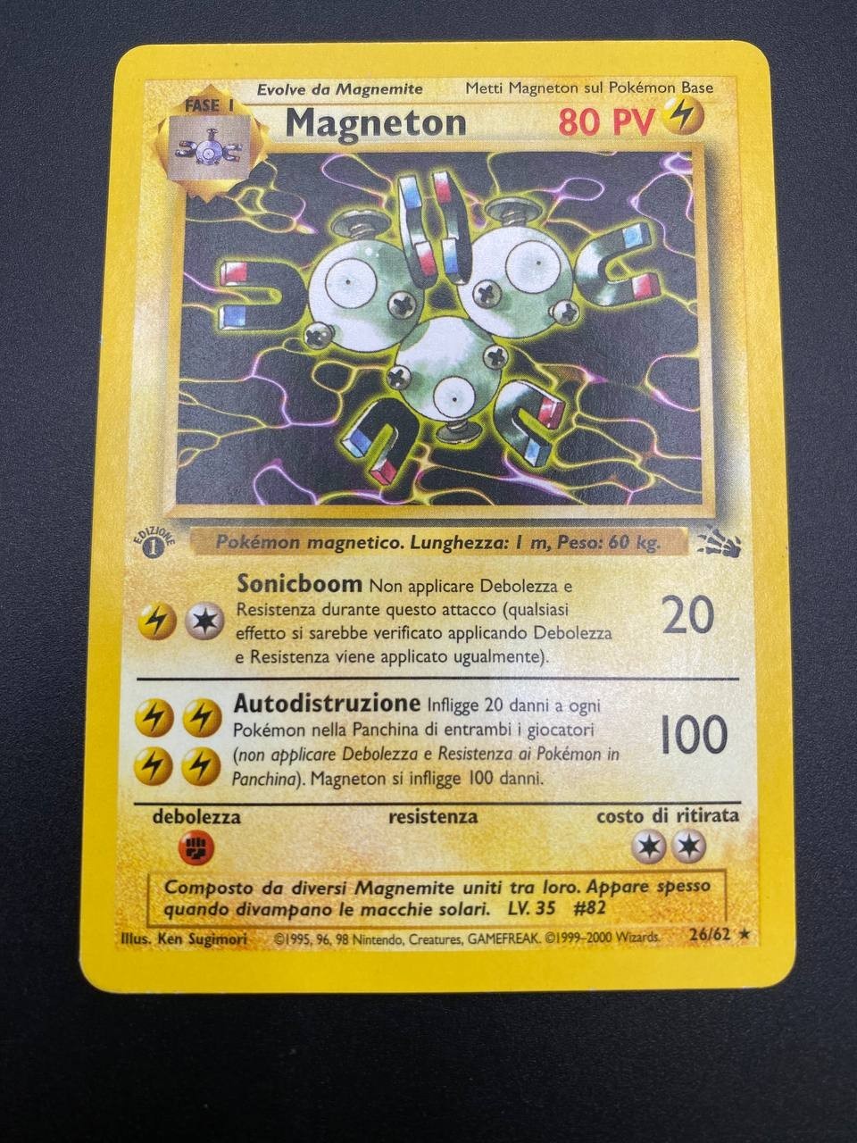 Carta Pokemon Magneton Holo 11/62 Fossil FO Italiano Poor vintage 1a Edizione