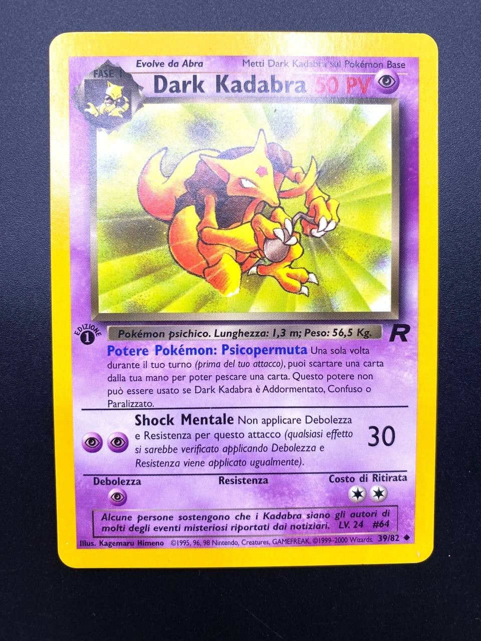 Carta pokemon Dark Kadabra 39/82 set Team Rocket Regular 1a edizione Near mint