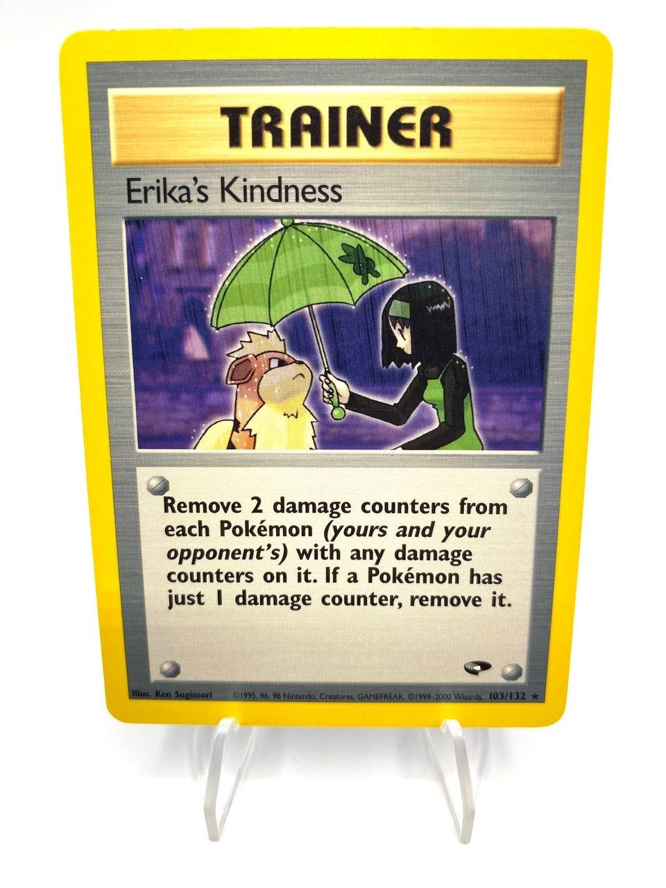 Carta pokemon Erika's Kindness 103/132 Gym Challenge ENG no holo Vintage INKED