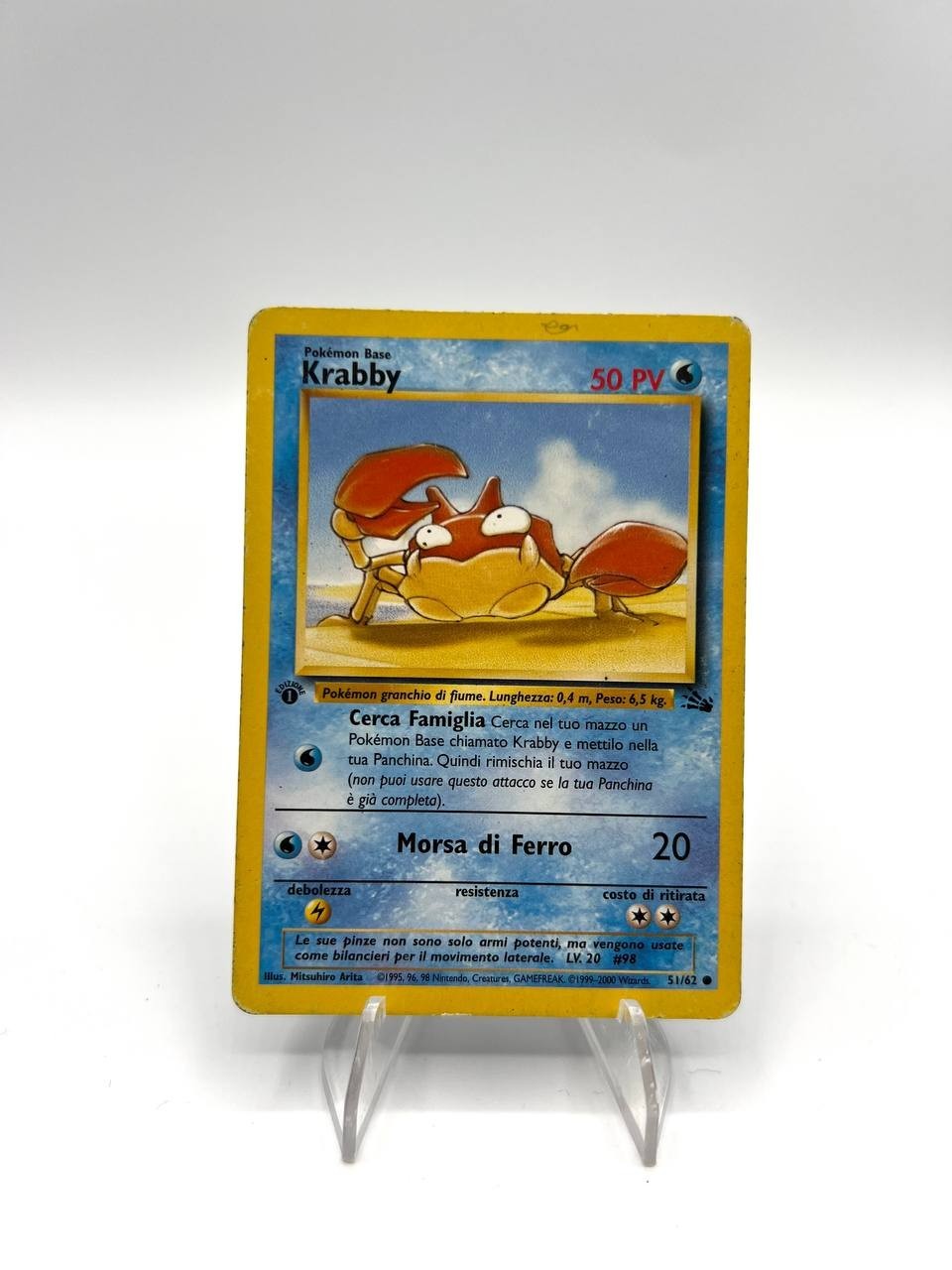 Carta Pokémon Krabby 51/62 1a Edizione Italiano Fossil FO Vintage Excellent