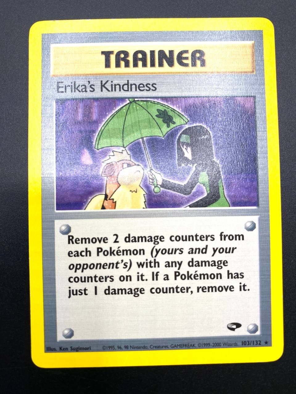 Carta pokemon Erika's Kindness 103/132 Gym Challenge ENG no holo Vintage INKED