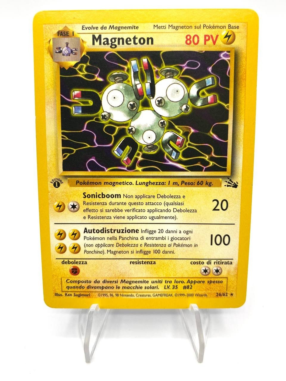 Carta Pokemon Magneton Holo 11/62 Fossil FO Italiano Poor vintage 1a Edizione